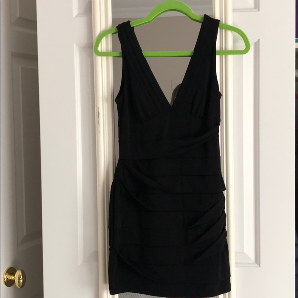 Bcbg black fitted, vneck dress